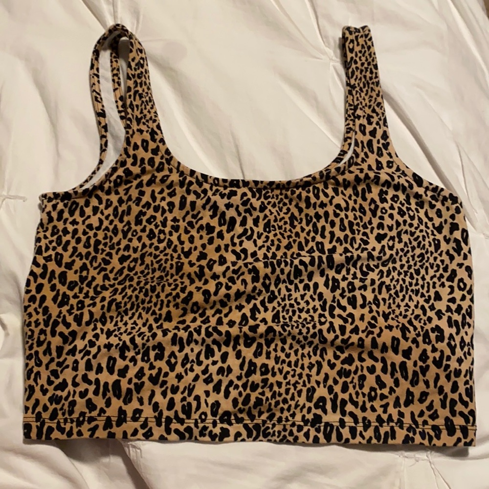 cheetah scoop neck crop top